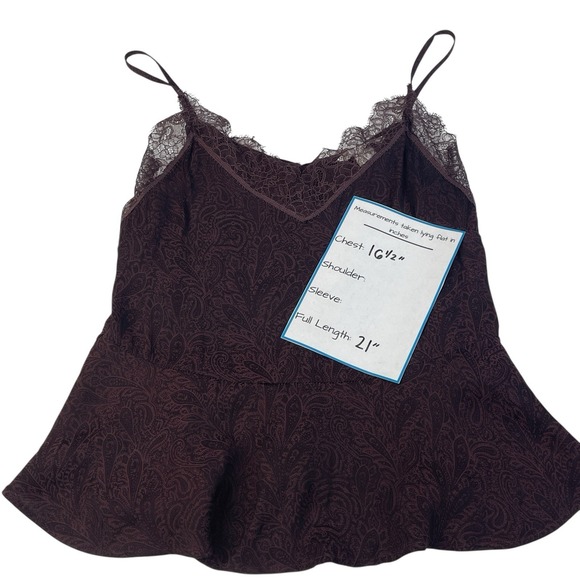 H&M Plum Paisley Lace-Trim Spaghetti Strap Cami Top Women's US 2 - Picture 3 of 6